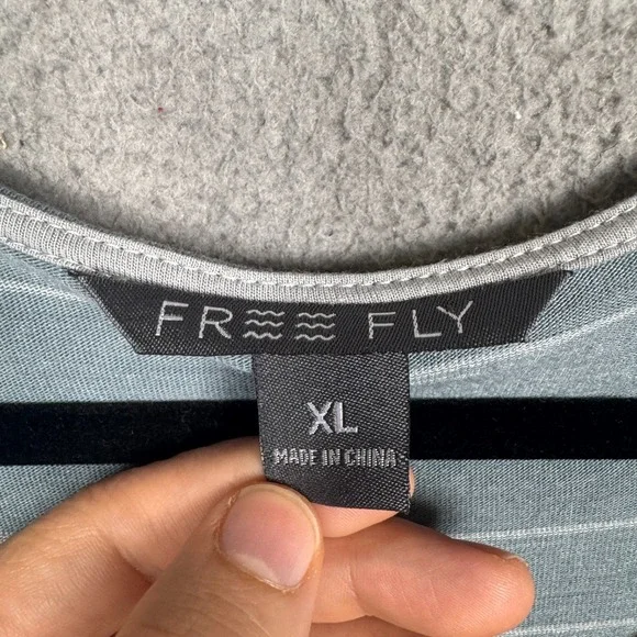 Free Fly Dress Womens XL Gray Stripe Dockside Stretch Active Outdoor Coastal - Picture 6 of 12